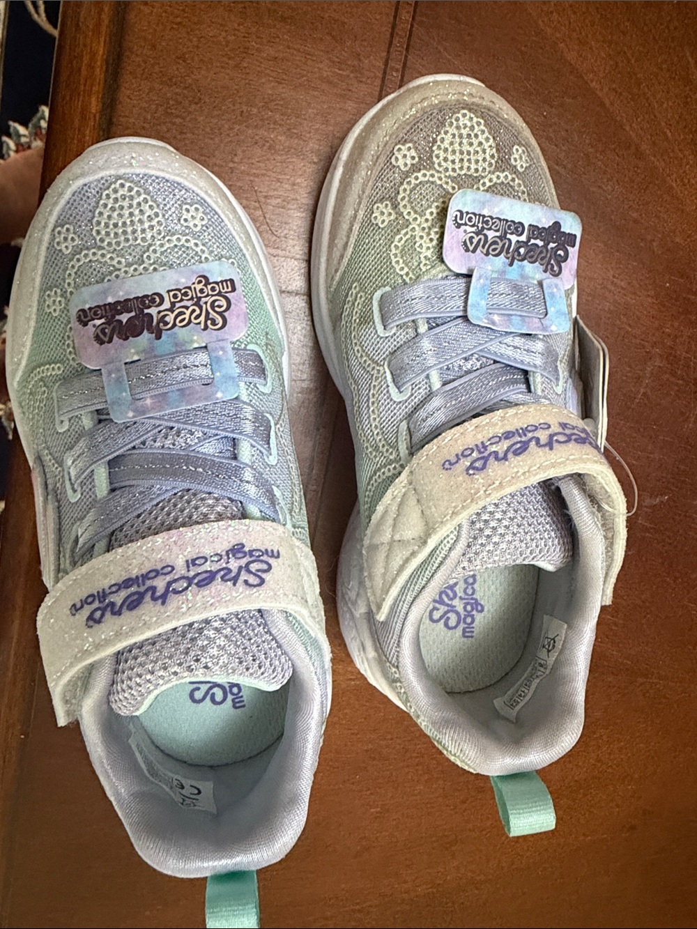 Skechers Kids' Pastel Iridescent Mesh Velcro Sneakers